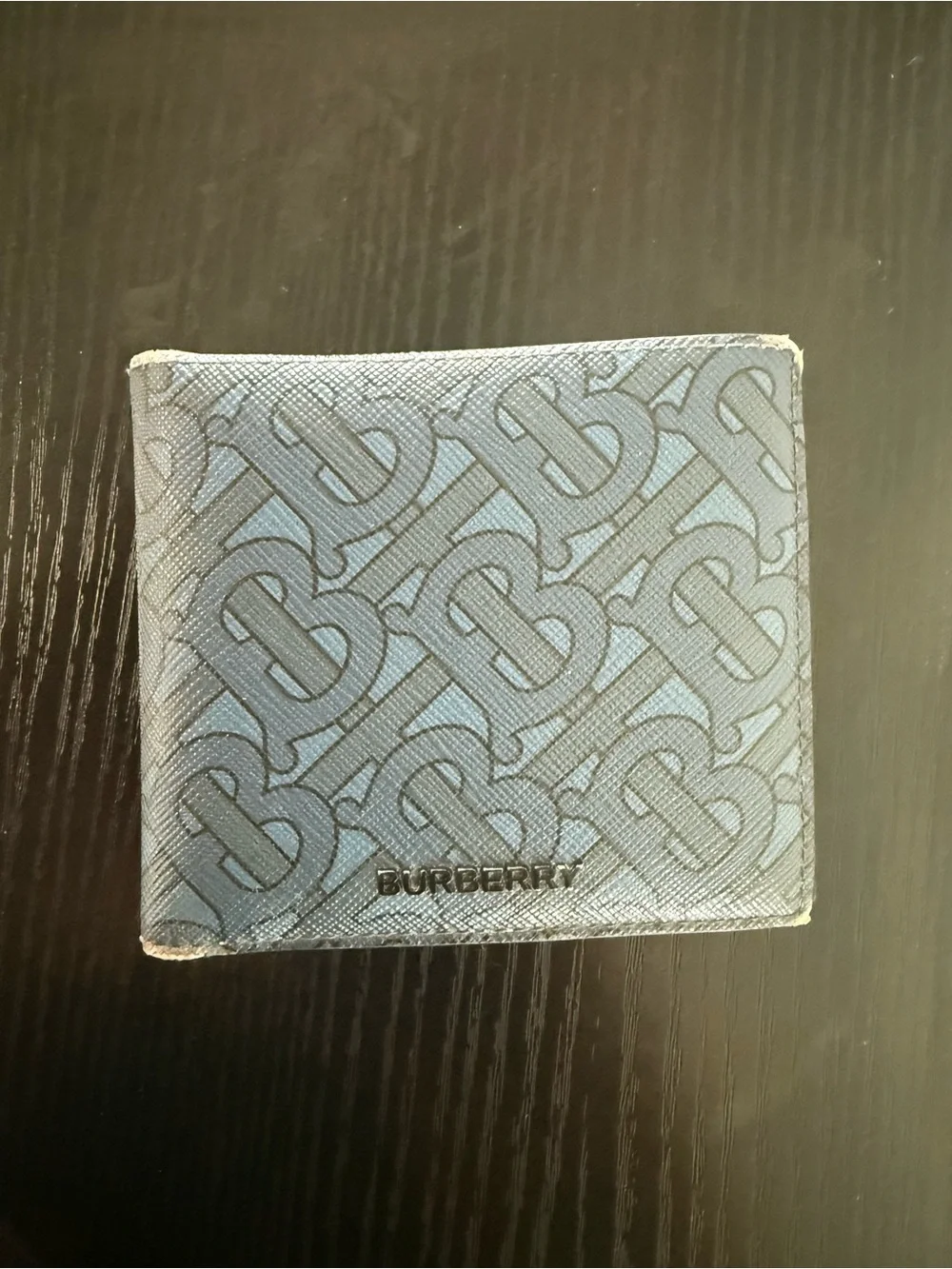Burberry Blue TB Monogram Leather Bi-Fold Wallet